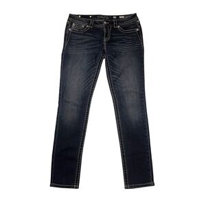Miss Me Signature Skinny Jeans Embellished‎ Pockets Dark Wash Size 28